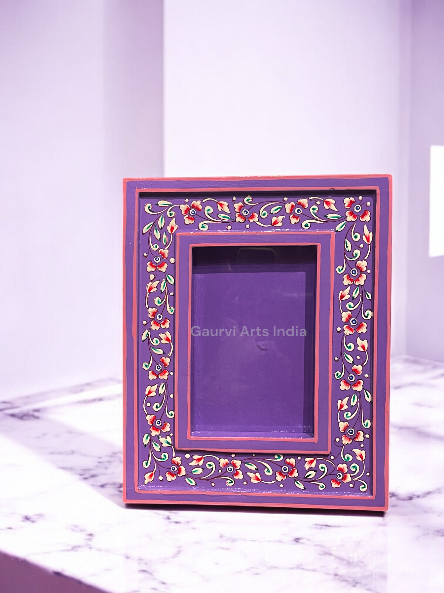 Hand-painted wooden photo frame adds a warm, artistic touch to your cherished memories