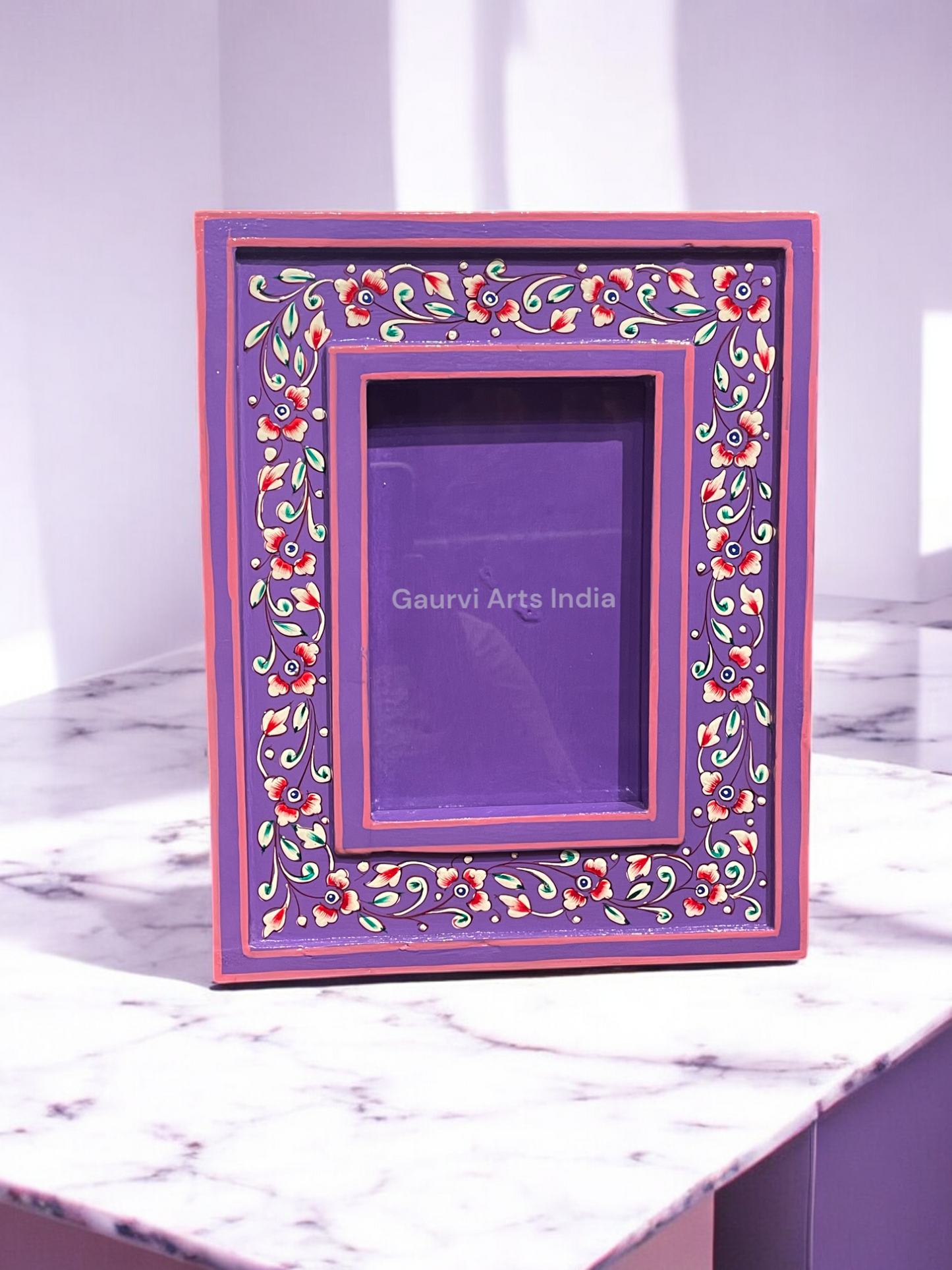 Hand-painted wooden photo frame adds a warm, artistic touch to your cherished memories