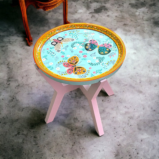 Elevate your living space with this exquisite Wooden Hand Painted Coffee Peg Table, making it an ideal centerpiece for your coffee moments.