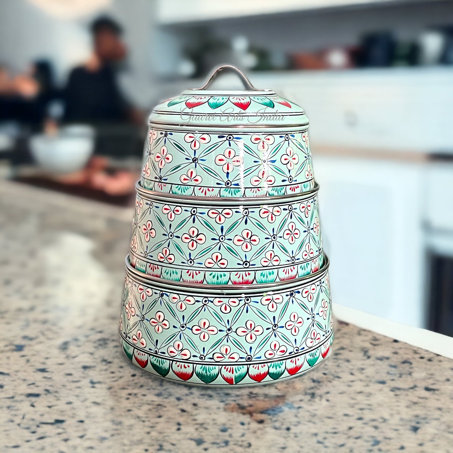 Hand Painted Stainless Steel Tiffin carrier, Best Gift For Family or Friends