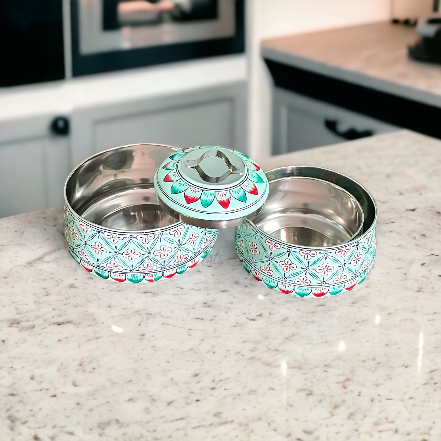 Hand Painted Stainless Steel Tiffin carrier, Best Gift For Family or Friends