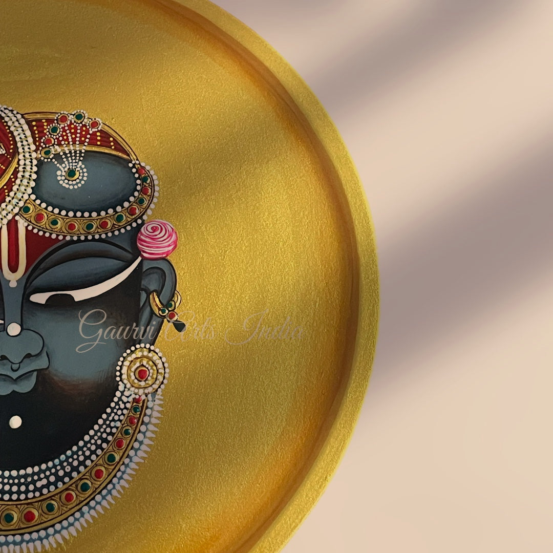 Hand Painted MDF Wall Plate Shrinathji Wall Mounted, Perfect for adding a sophisticated cultural accent to your home or office