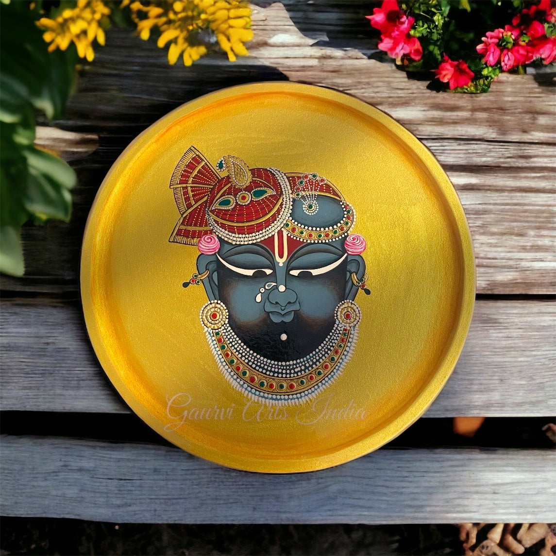 Hand Painted MDF Wall Plate Shrinathji Wall Mounted, Perfect for adding a sophisticated cultural accent to your home or office