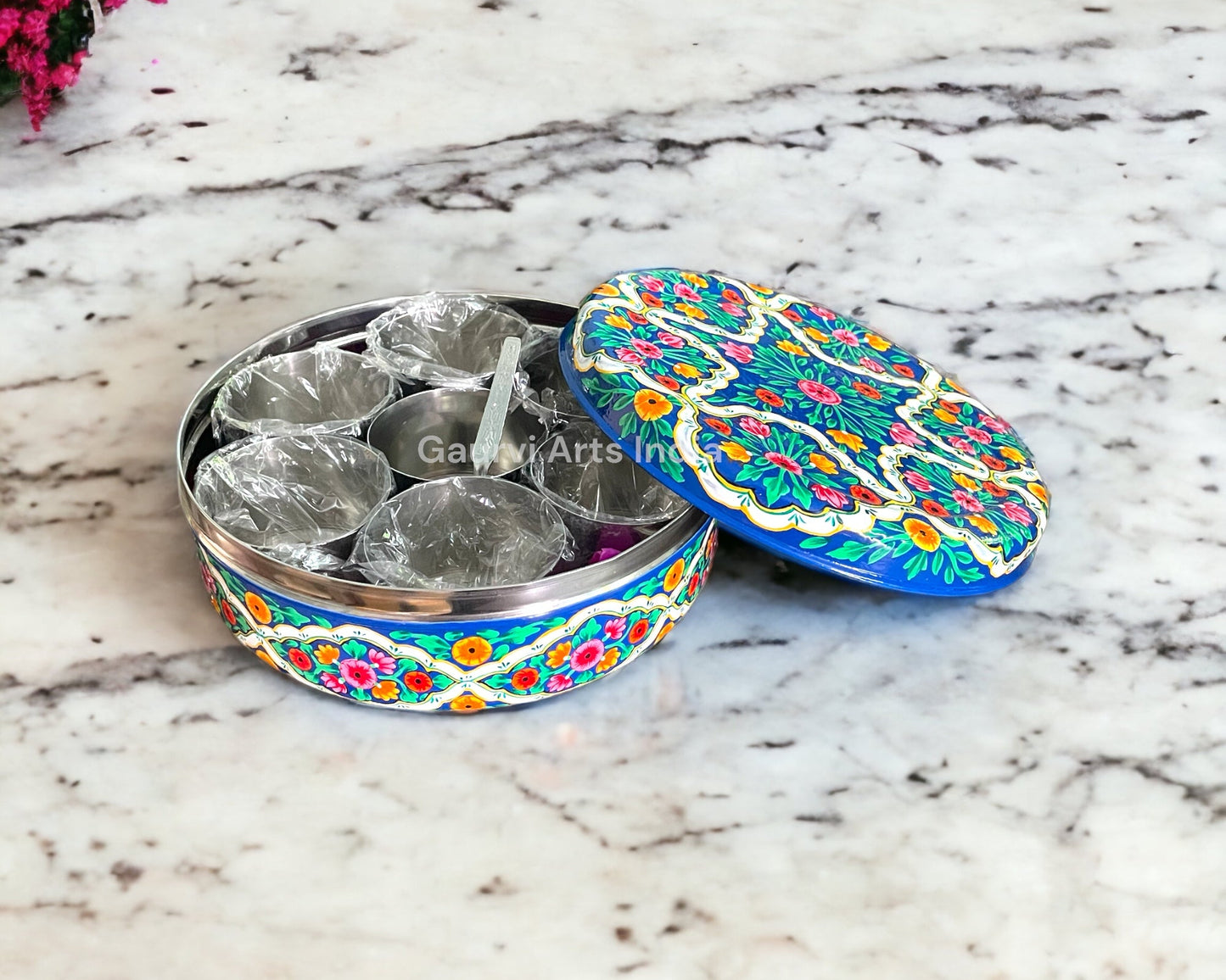 Hand Painted Stainless Steel Spices Box for your Kitchenware and Best Gift especially for mothers who appreciate both functionality and artistry in their cooking space Regular