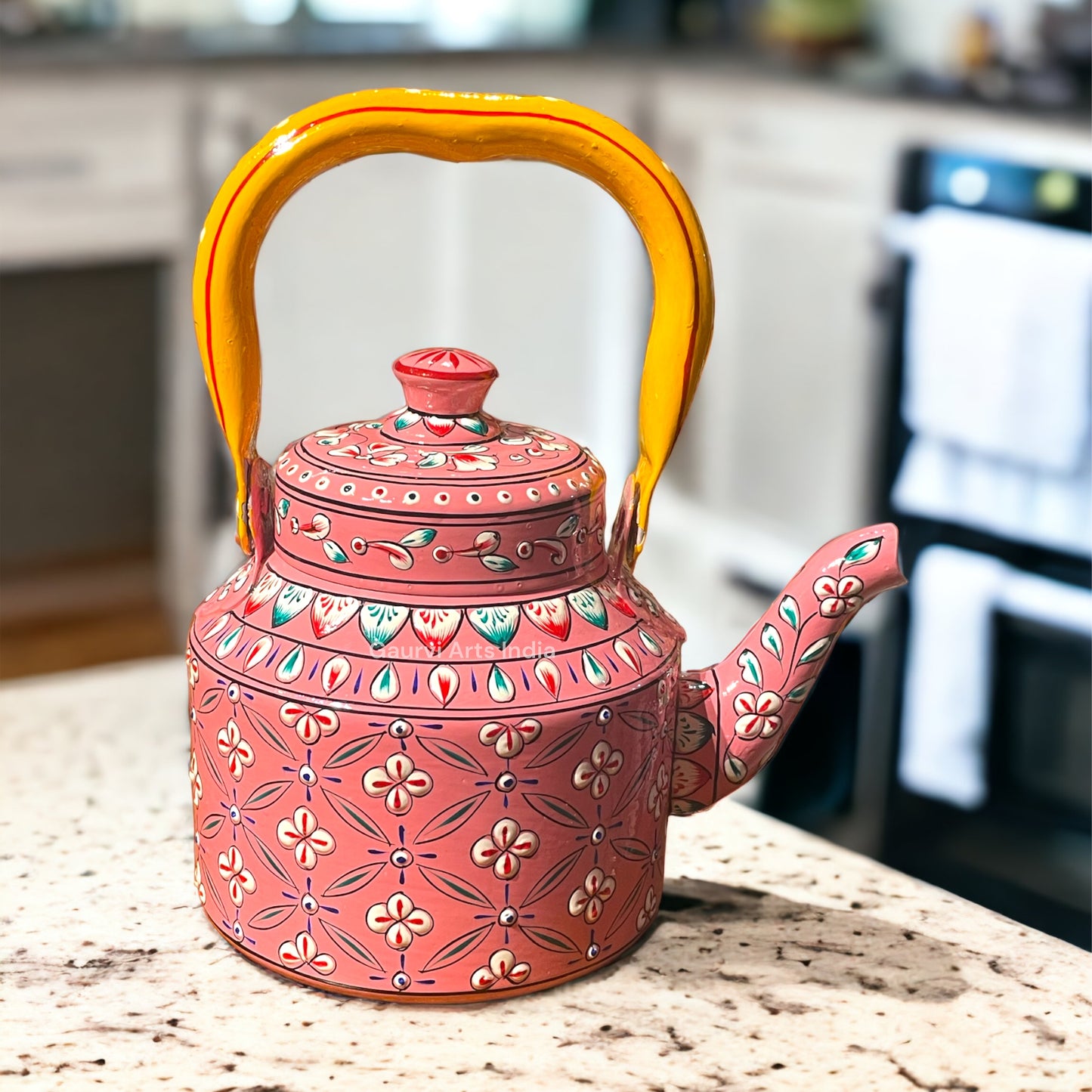 Hand-painted stainless steel tea kettle combines durability with artistic charm and style to enhance your daily tea ritual.