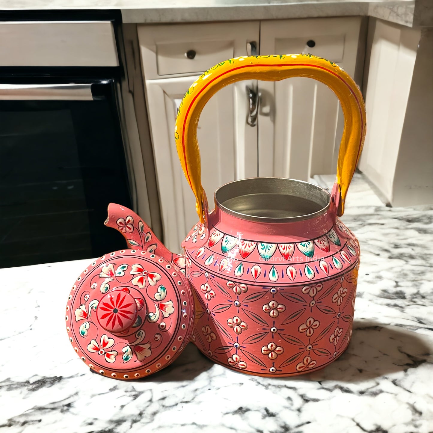 Hand-painted stainless steel tea kettle combines durability with artistic charm and style to enhance your daily tea ritual.