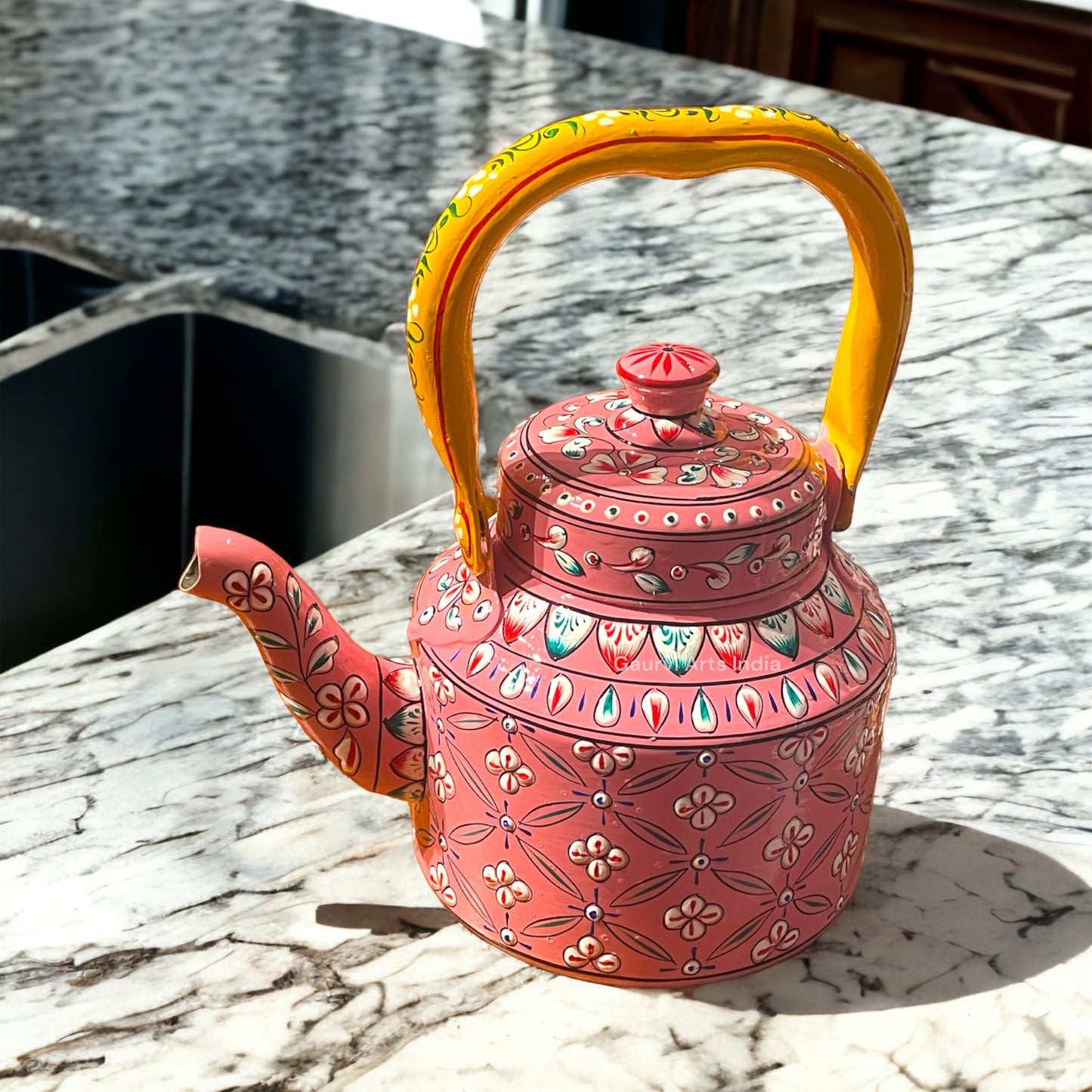 Hand-painted stainless steel tea kettle combines durability with artistic charm and style to enhance your daily tea ritual.