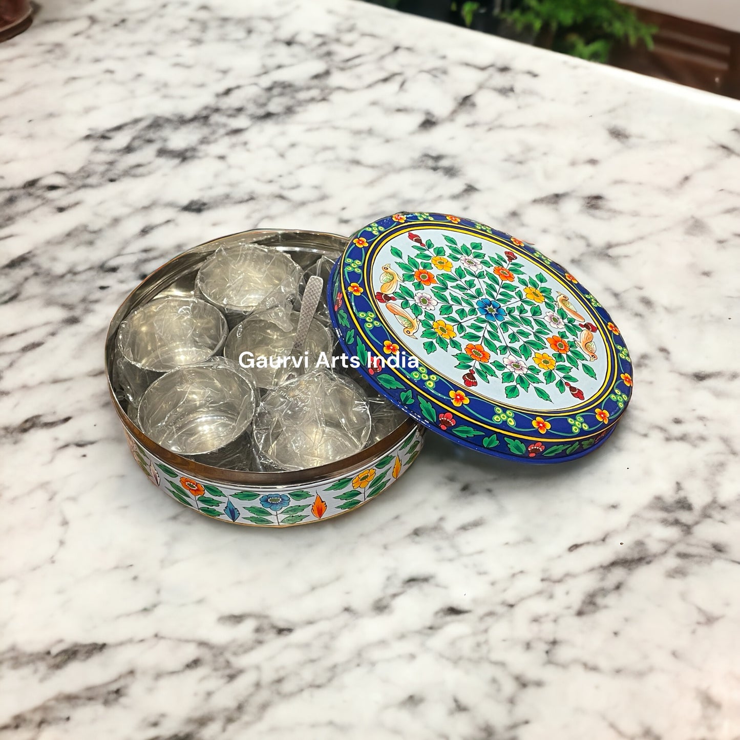 Hand Painted Stainless Steel Spices Box for your Kitchenware and Best Gift especially for mothers who appreciate both functionality and artistry in their cooking space.