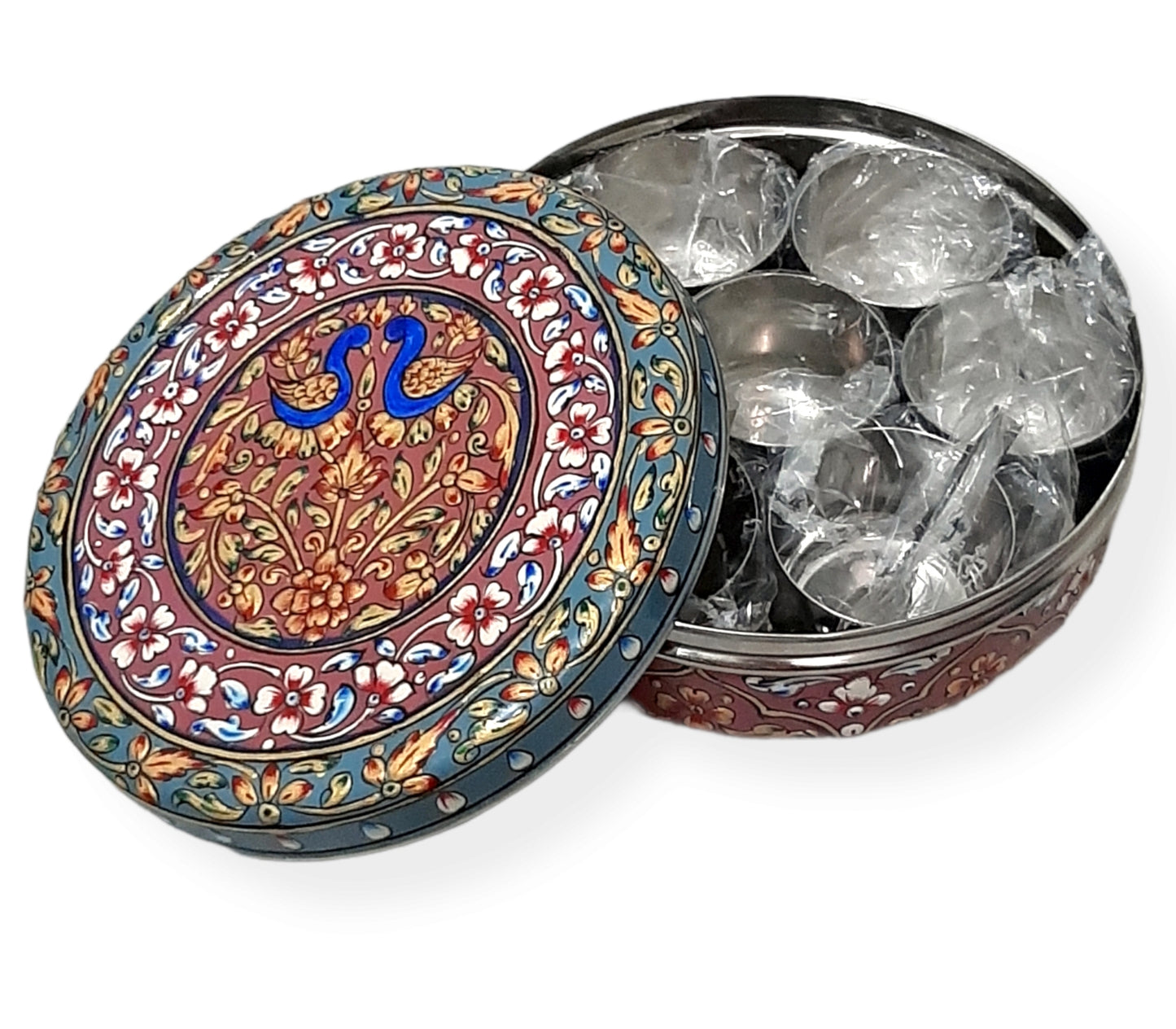 Hand Painted Spice Box of Stainless Steel Best Decor Piece of Kitchenware, Easy to Use, Best Gift for Housewarming Party