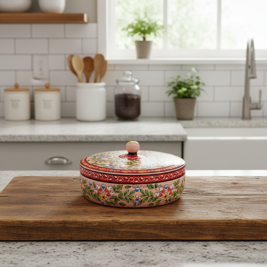 Handcrafted Solid Mango Wooden Roti Boxes for your kitchen Durable, eco-friendly, and a celebration of Indian heritage in every detail.