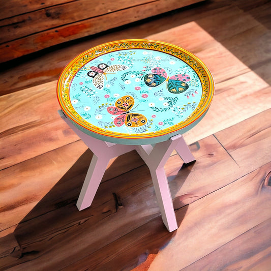 Elevate your living space with this exquisite Wooden Hand Painted Coffee Peg Table, making it an ideal centerpiece for your coffee moments.