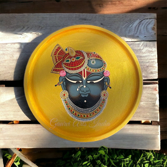Hand Painted MDF Wall Plate Shrinathji Wall Mounted, Perfect for adding a sophisticated cultural accent to your home or office