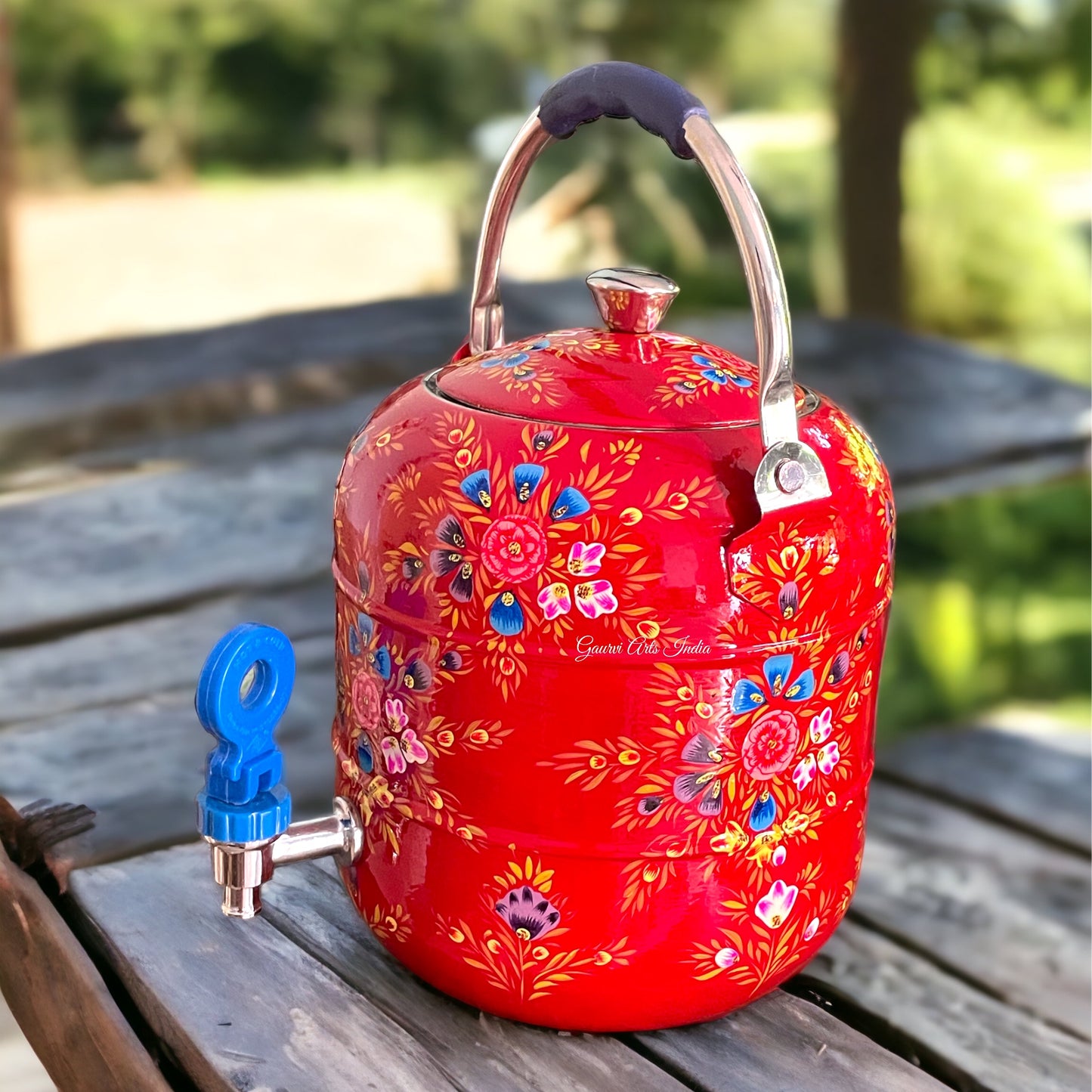 Stainless steel water dispenser features exquisite hand-painted detailing, Best Return Gift