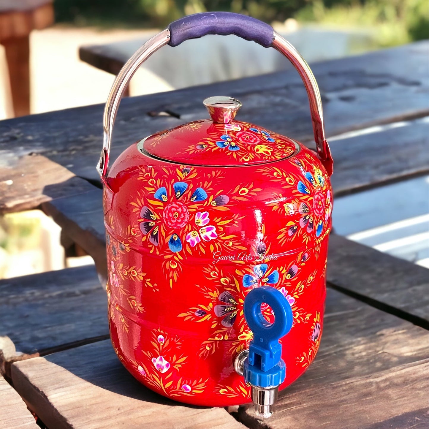Stainless steel water dispenser features exquisite hand-painted detailing, Best Return Gift