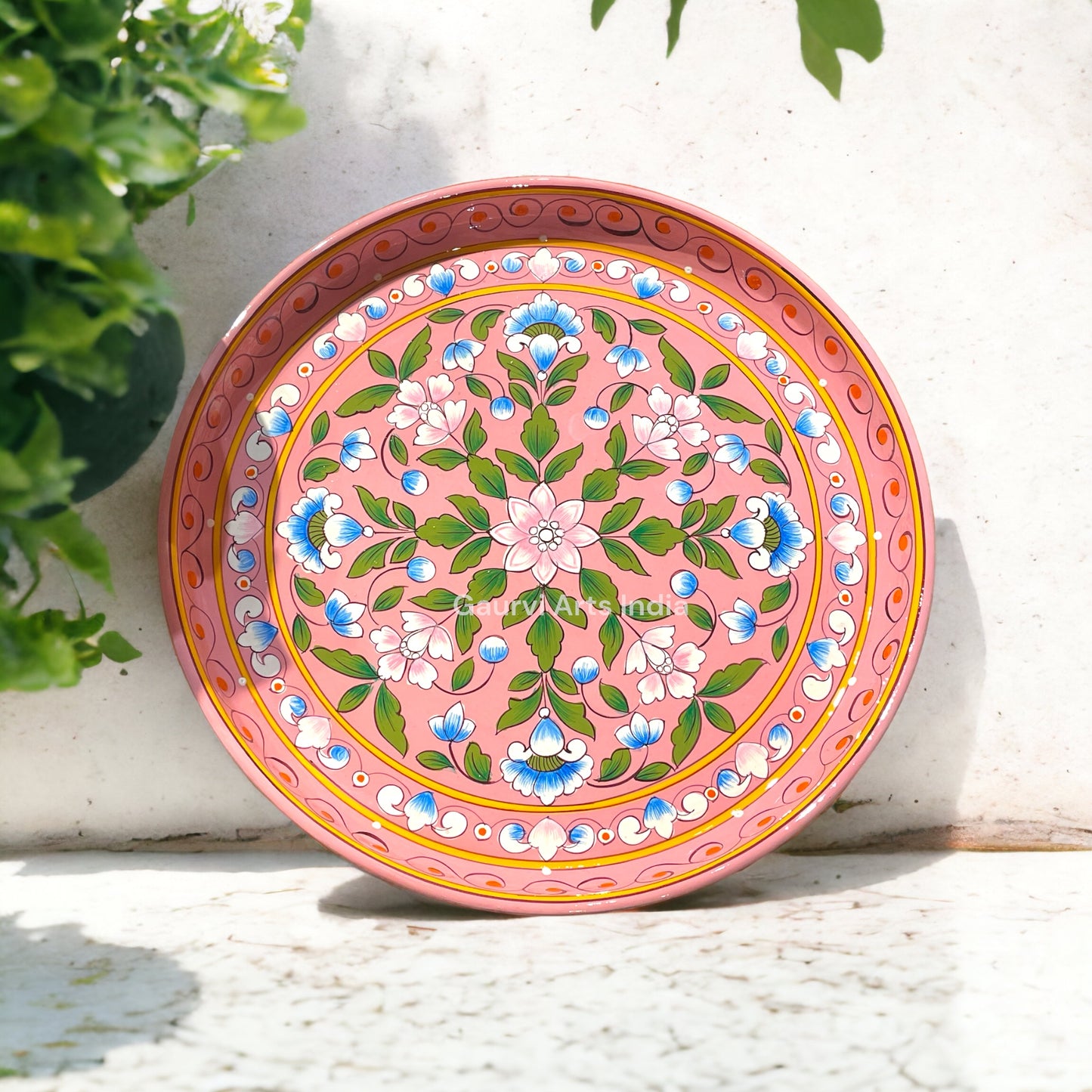 Enhance your pooja rituals with this beautifully hand-painted Pooja Thali Set, featuring a traditional Kalash, a Deepak, and two small Katoris.