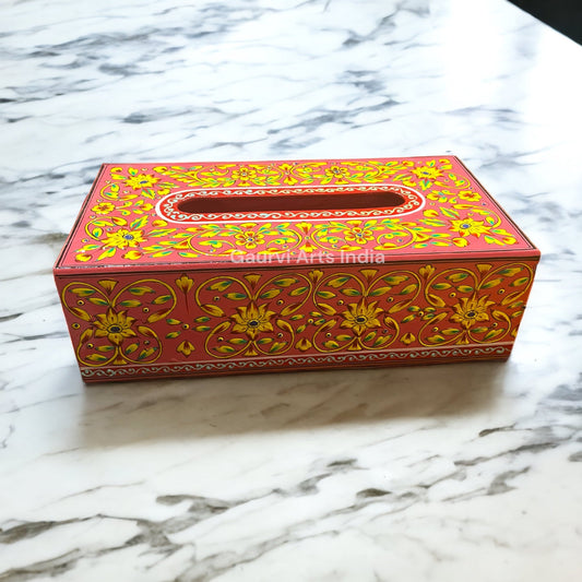 Enhance your dining experience with this wooden hand-painted tissue box, while the hand-painted details bring a unique, personal touch to your dining space.