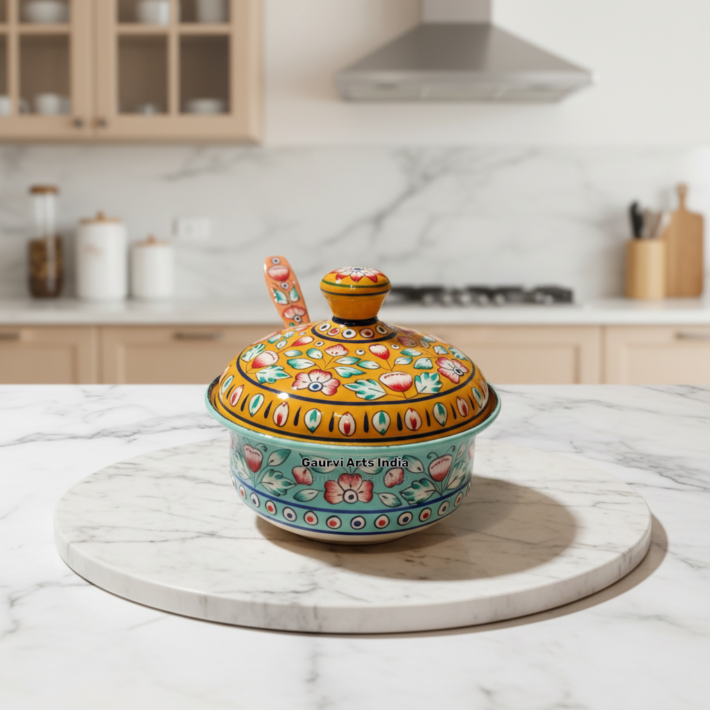 Hand Painted Stainless Steel Butter Pot with Butter knife Butter Dishes in serveware